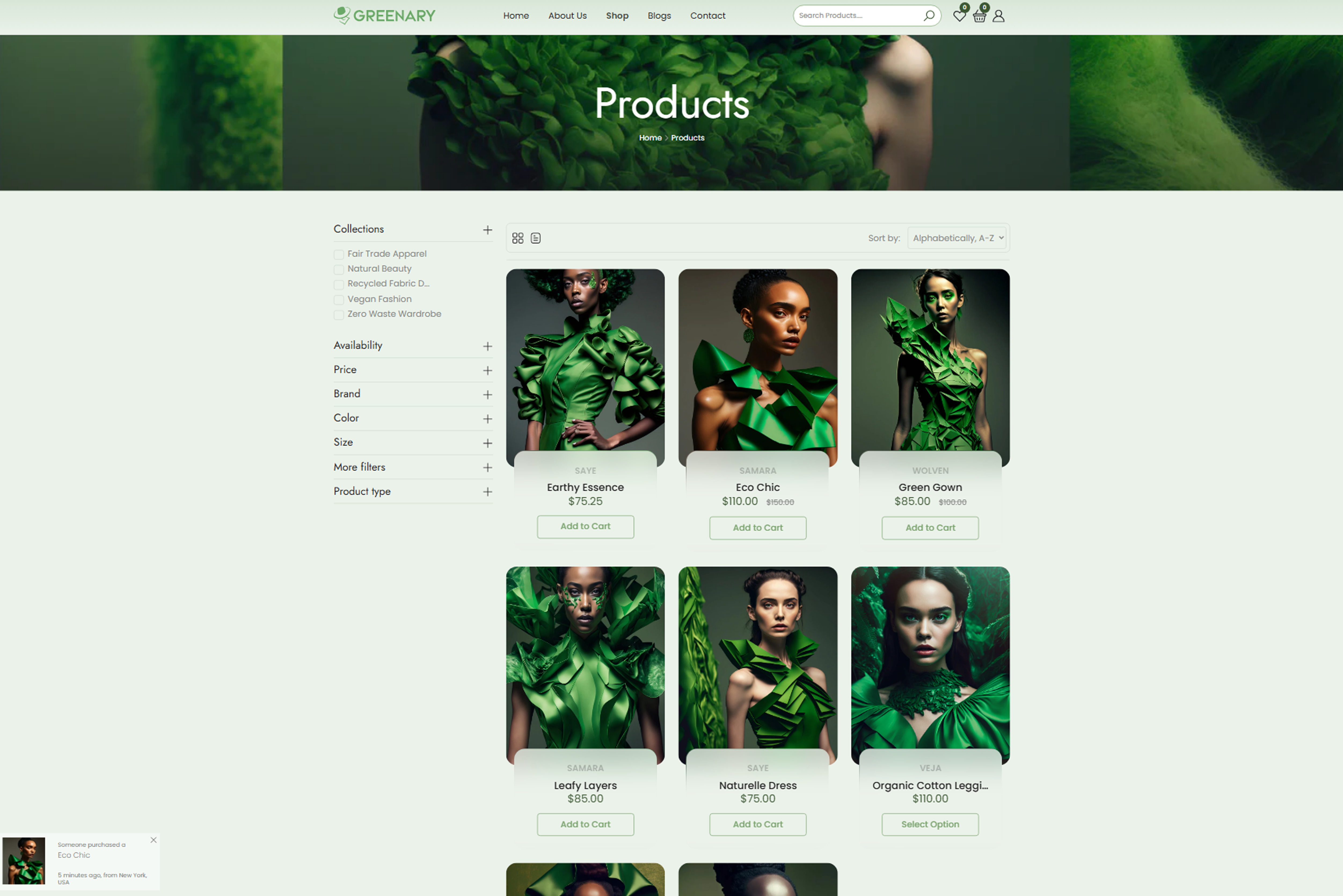 Product detail page with image gallery, swatches, size guide, and add-to-cart