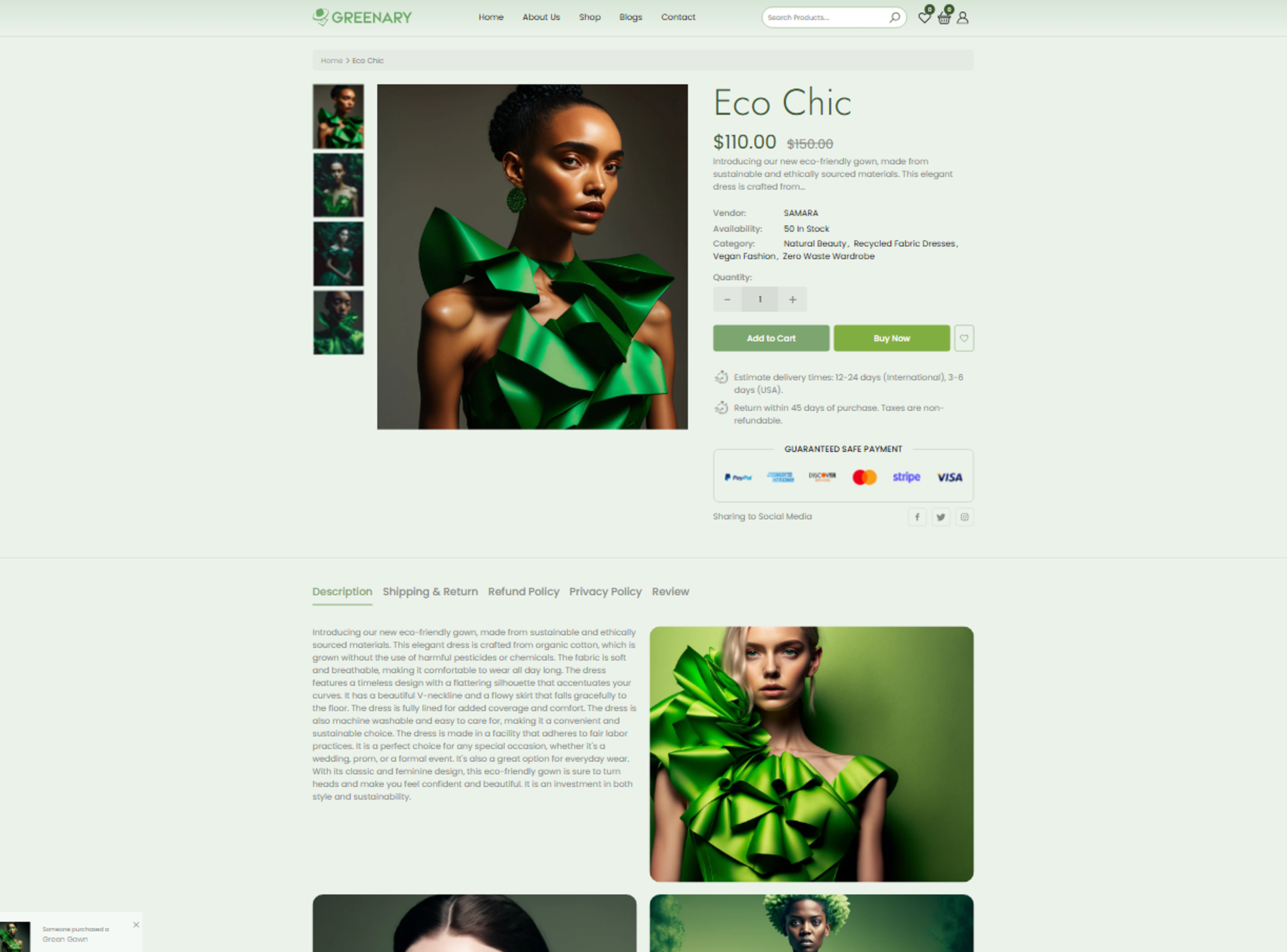 Collection page with filterable product grid showing dresses, jackets, and jewellery