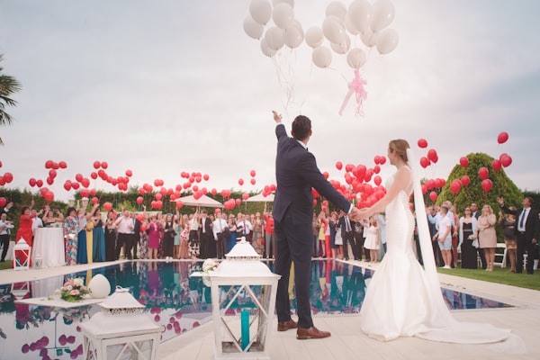 Confetti at wedding exit