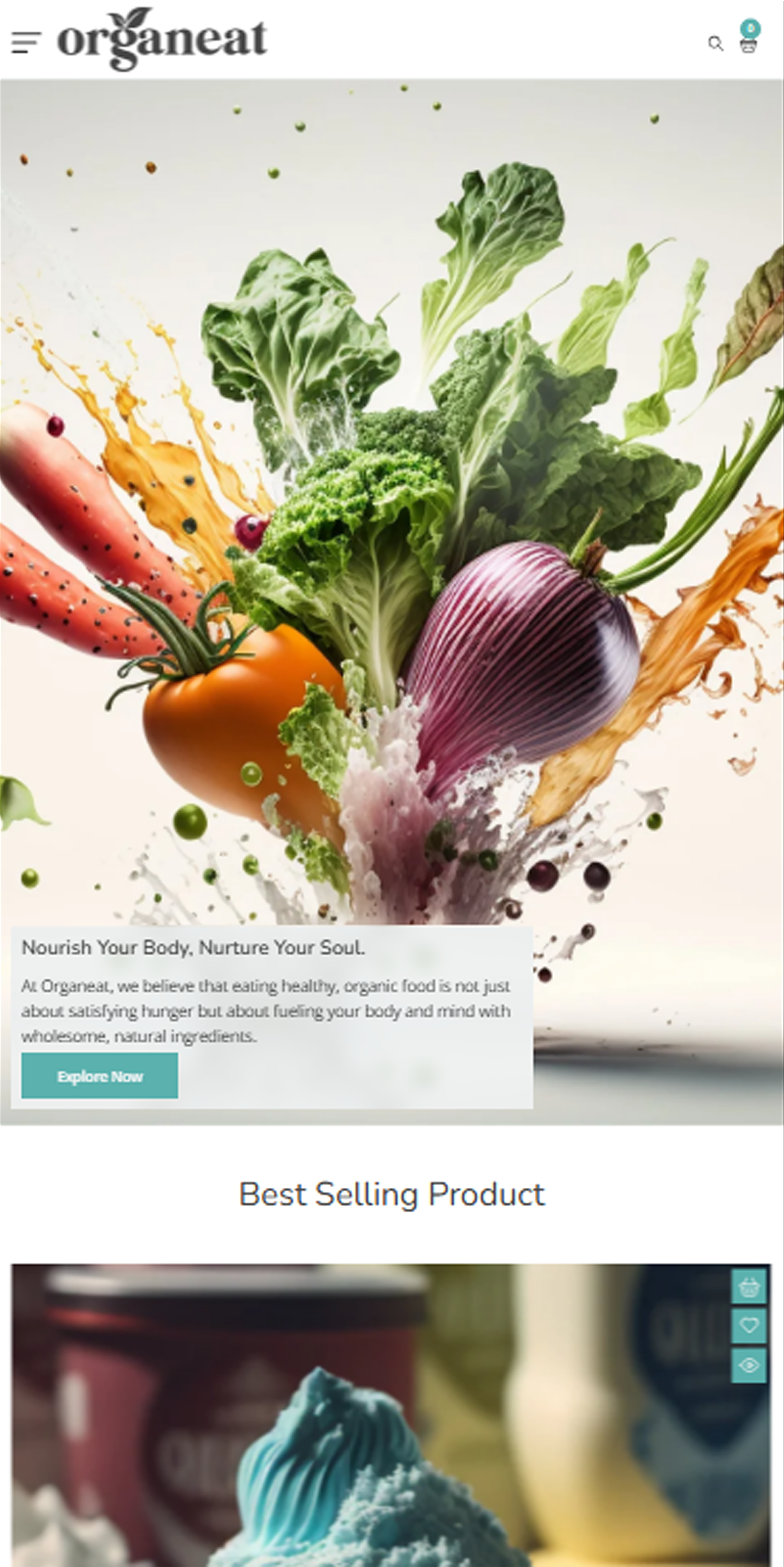 Organeat mobile responsive view